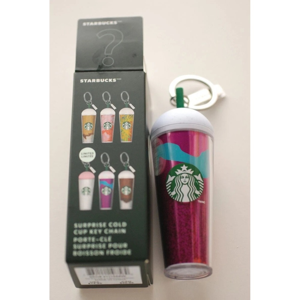 Starbucks 2025 Surprise Cold Cup Keychain Pink Purple Blue Swirl Metallic